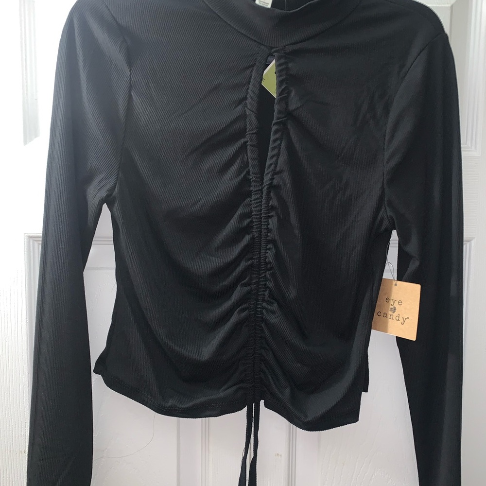 Eye Candy Black Ruched Long Sleeve Top